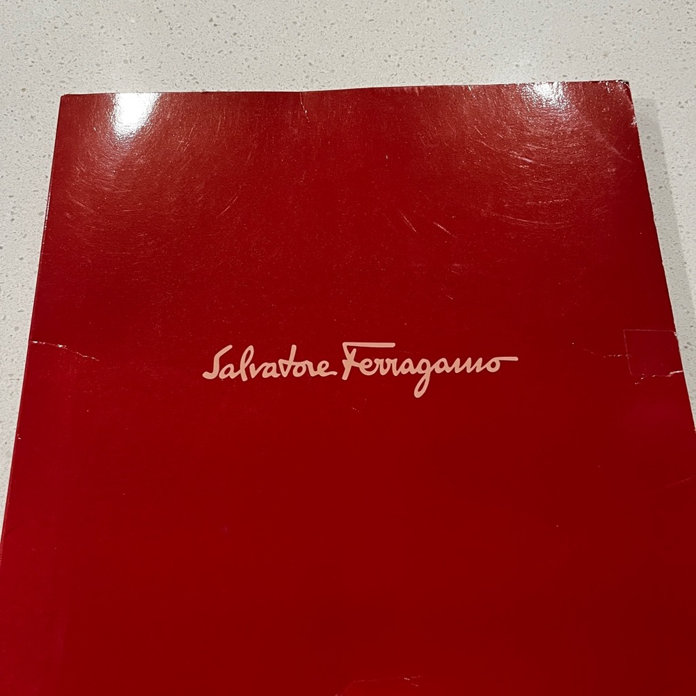 Salvatore Ferragamo Vibrant Red gift box with vintage Italian scarf